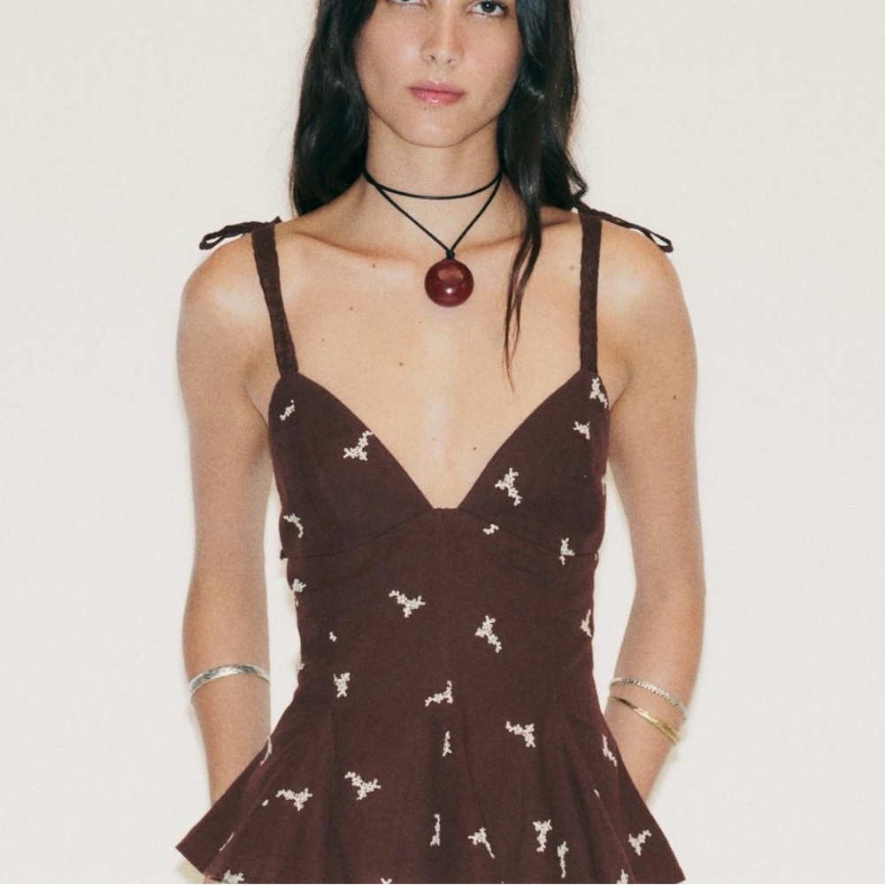 Brown Zara Top with adjustable straps and low back